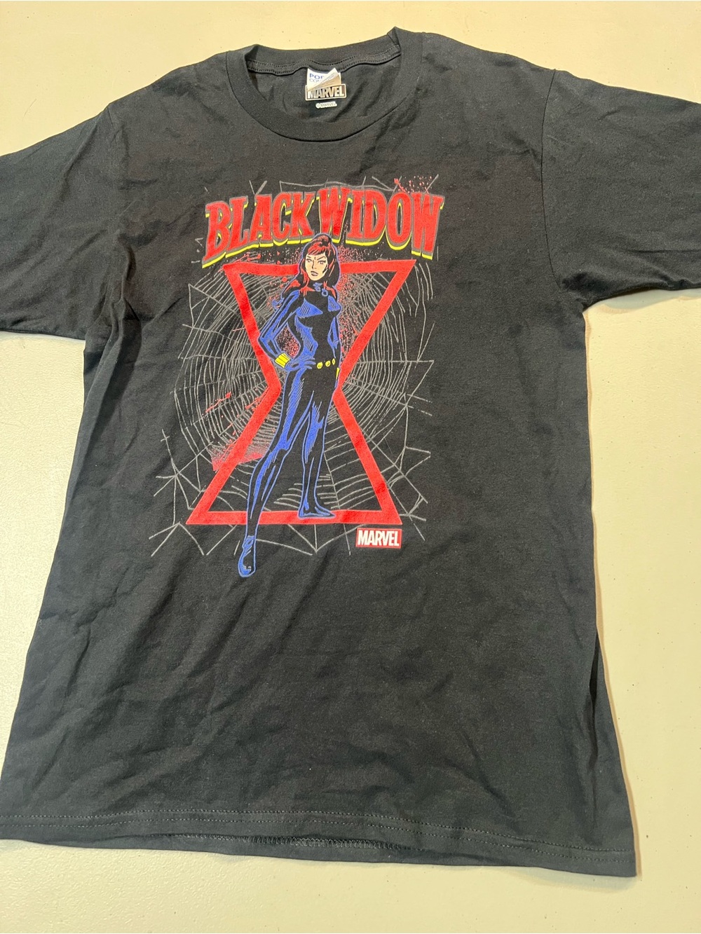 Black Widow Graphic T-Shirt Black Port & Company Size Small